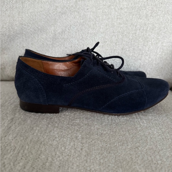 Lanvin Vintage Navy Suede Oxford Loafers
